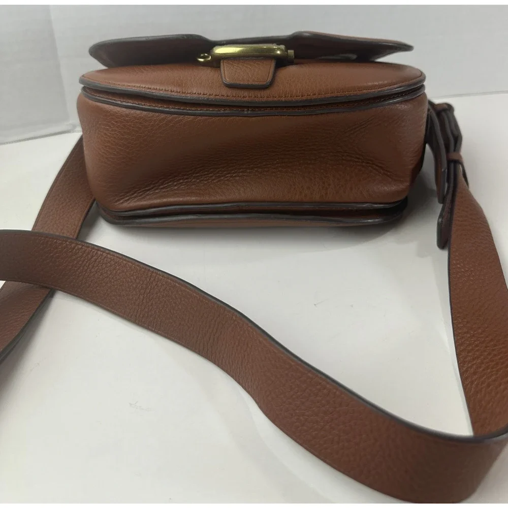 J. Crew Rider Brown Pebbled Leather Crossbody Bag Saddle Western Style Purse - Picture 12 of 16